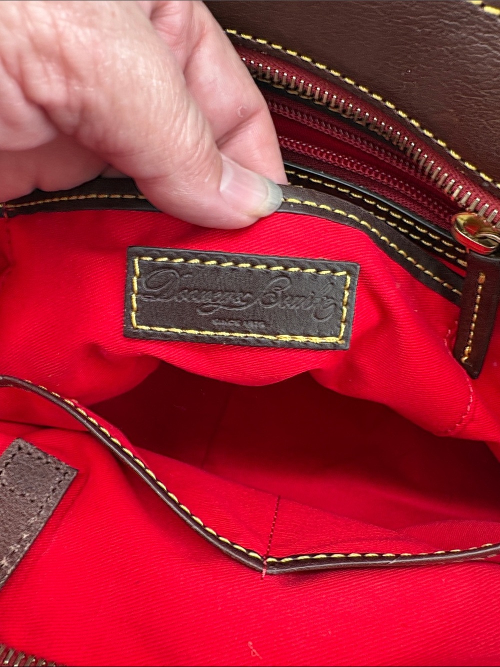 Dooney & Bourke Brown Florentine Leather Double-Handle Shoulder Bag - Picture 11 of 11
